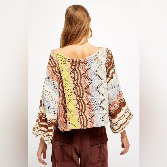 Free People Coral Reef Knit Pullover Oversized size XS - Picture 3 of 8